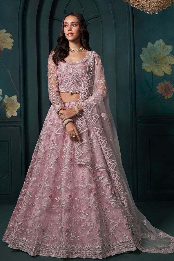 Picture of DivineDusty Pink Designer Lehenga Choli for Engagement and Reception