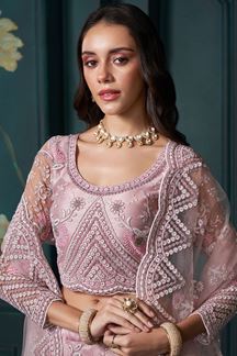 Picture of DivineDusty Pink Designer Lehenga Choli for Engagement and Reception