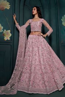 Picture of DivineDusty Pink Designer Lehenga Choli for Engagement and Reception