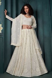 Picture of ExquisiteOff-White Designer Lehenga Choli for Engagement and Reception