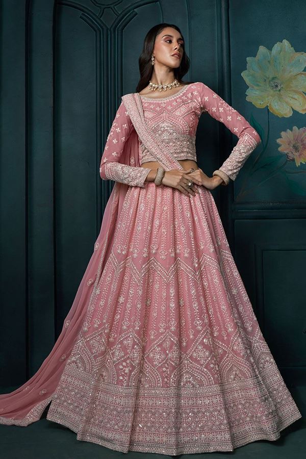 Picture of GlamorousPink Designer Lehenga Choli for Engagement and Reception