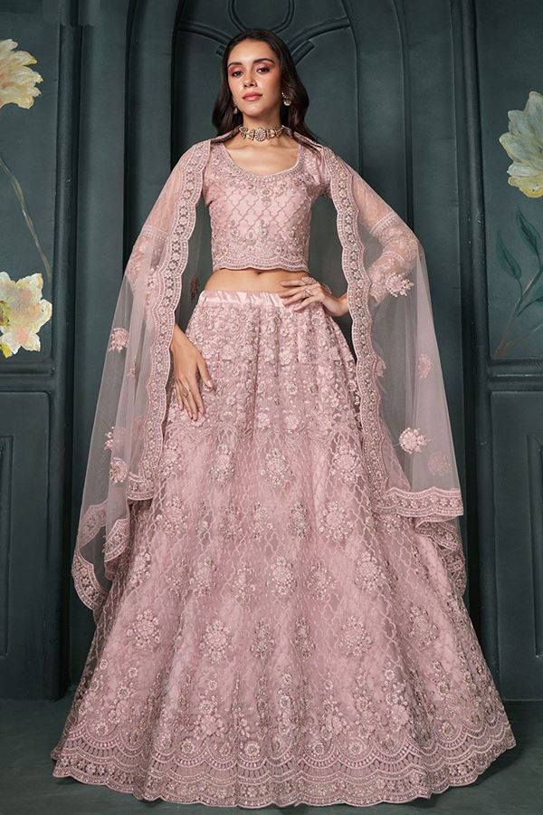 Picture of MagnificentDusty Pink Designer Bridal Lehenga Choli for Engagement and Reception