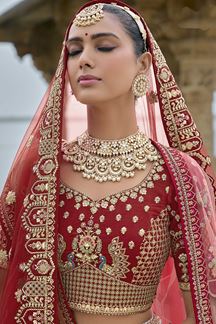 Picture of CharismaticRed Designer Bridal Lehenga Choli for Wedding and Reception