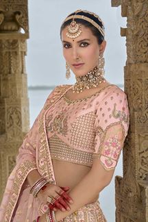 Picture of SmashingLight Pink Designer Bridal Lehenga Choli for Wedding and Reception