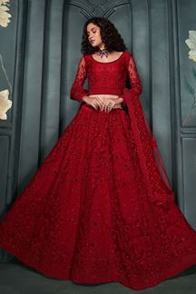 Picture of Exuberant Red Designer Bridal Lehenga Choli for Wedding and Reception