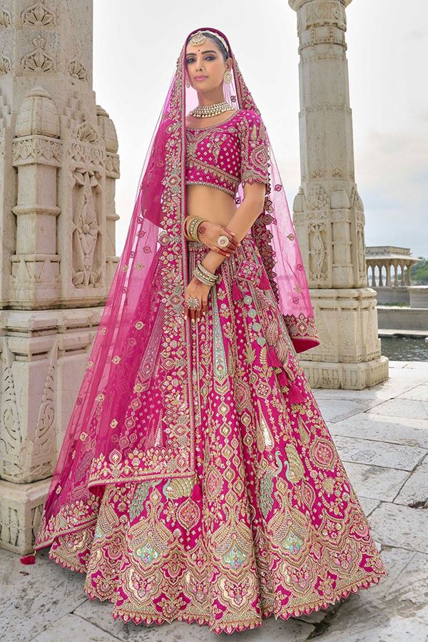 Picture of SpectacularRani Pink Designer Bridal Lehenga Choli for Wedding and Reception