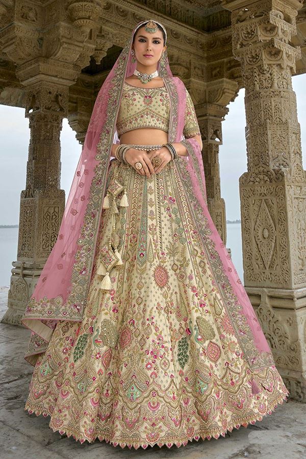 Picture of SplendidCream Designer Bridal Lehenga Choli for Wedding and Reception