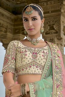 Picture of SplendidCream Designer Bridal Lehenga Choli for Wedding and Reception