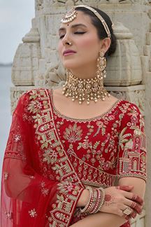 Picture of FascinatingRed Designer Bridal Lehenga Choli for Wedding and Reception