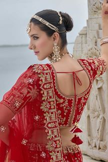 Picture of FascinatingRed Designer Bridal Lehenga Choli for Wedding and Reception