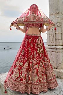 Picture of FascinatingRed Designer Bridal Lehenga Choli for Wedding and Reception