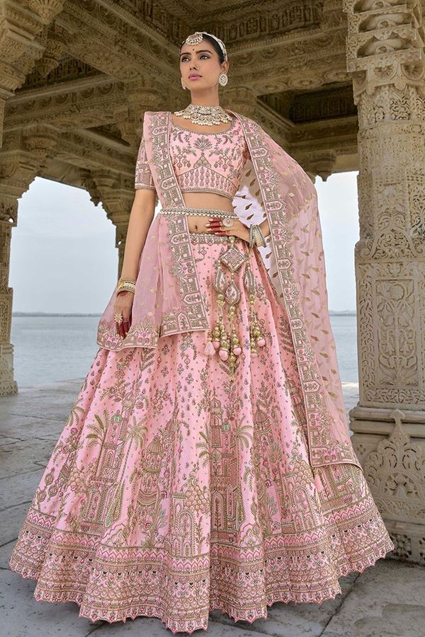 Picture of CreativeBaby Pink Designer Bridal Lehenga Choli for Wedding and Reception