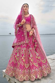 Picture of Dazzling Rani Pink Designer Bridal Lehenga Choli for Wedding and Reception