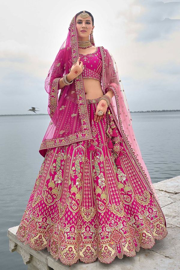 Picture of DazzlingRani Pink Designer Bridal Lehenga Choli for Wedding and Reception