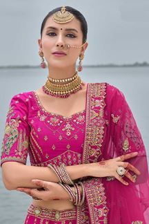 Picture of Dazzling Rani Pink Designer Bridal Lehenga Choli for Wedding and Reception