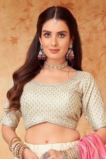 Picture of Enticing Cream Designer Wedding Lehenga Choli for Engagement and Reception