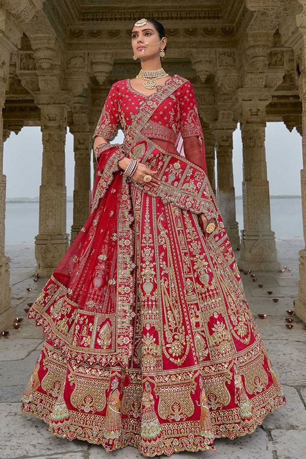 Picture of DivineRed Designer Bridal Lehenga Choli for Wedding and Reception