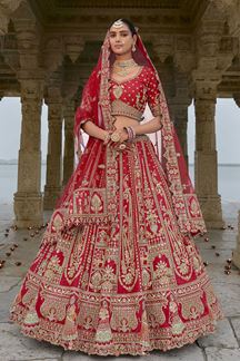 Picture of DivineRed Designer Bridal Lehenga Choli for Wedding and Reception