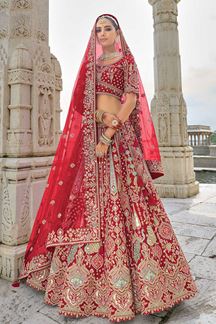 Picture of GorgeousRed Designer Bridal Lehenga Choli for Wedding and Reception