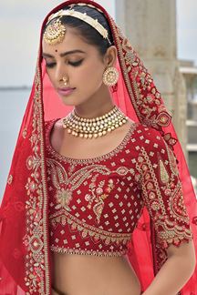 Picture of GorgeousRed Designer Bridal Lehenga Choli for Wedding and Reception