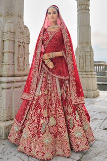 Picture of GorgeousRed Designer Bridal Lehenga Choli for Wedding and Reception