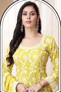 Picture of BreathtakingYellow Designer Gharara Suit for Haldi, Engagement, Reception, Party and Festivals