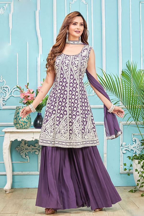 Picture of EthnicLavender Designer Gharara Suit for Engagement, Reception, Party and Festivals