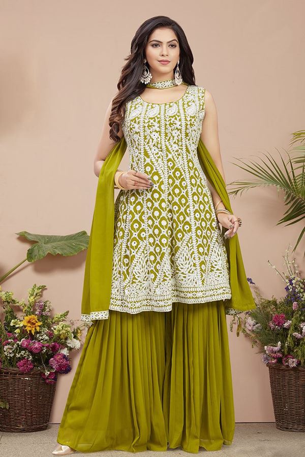 Picture of CaptivatingMehendi Designer Gharara Suit for Mehendi, Reception, Party and Festivals