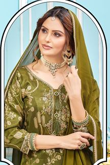 Picture of CharismaticDark Green Designer Palazzo Suit for Mehendi, Party and Festivals