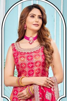 Picture of OutstandingRani Pink Designer Palazzo Suit for Reception, Party, Sangeet, and Festivals