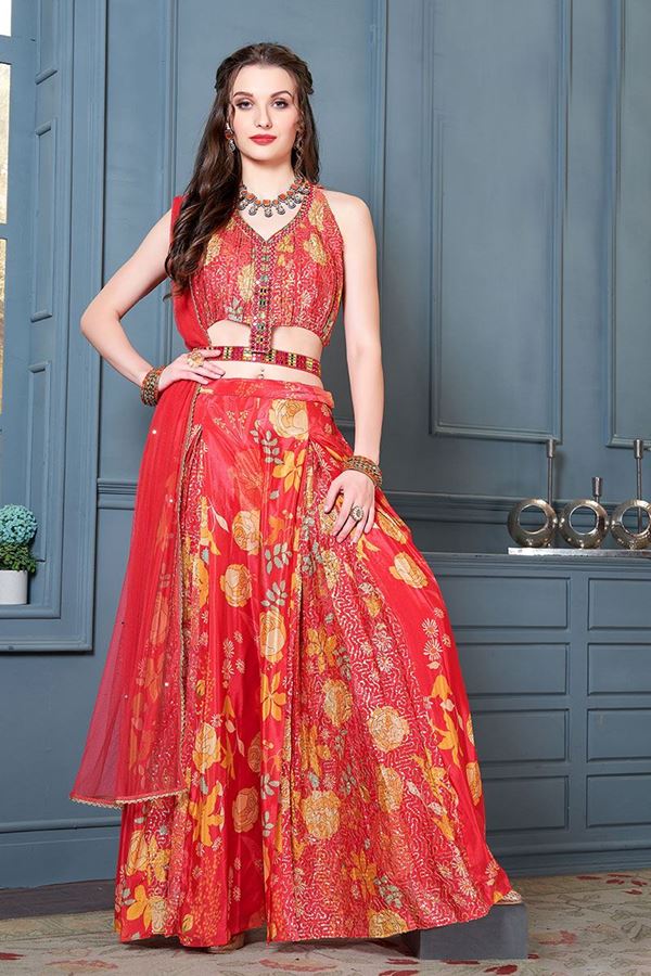 Picture of EthnicRed Designer Palazzo Suit for Party and Festivals