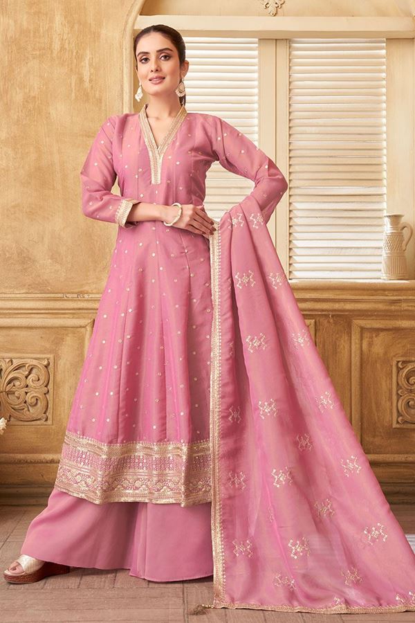 Picture of ExquisitePink Designer Palazzo Suit for Party and Festivals