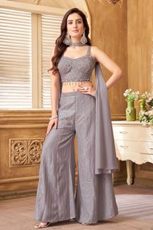 Picture of ArtisticGrey Designer Palazzo Suit for Party