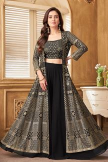 Picture of AstoundingBlack Designer Palazzo Suit for Party