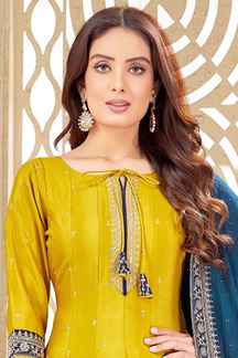 Picture of SurrealYellow Silk Designer Anarkali Suit for Haldi, Festivals, and Party