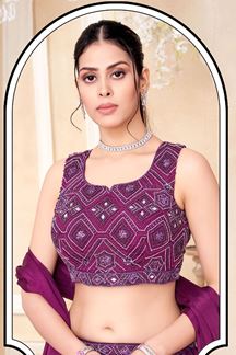 Picture of Fascinating Wine Designer Indo-Western Lehenga Choli for Sangeet and Party