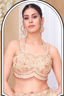 Picture of Creative Cream Designer Indo-Western Lehenga Choli for Reception, Sangeet and Party