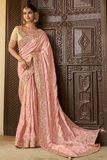 Picture of Royal Pure Viscose Tissue Jacquard Designer Saree for Wedding, Engagement, and Reception