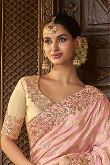 Picture of Royal Pure Viscose Tissue Jacquard Designer Saree for Wedding, Engagement, and Reception