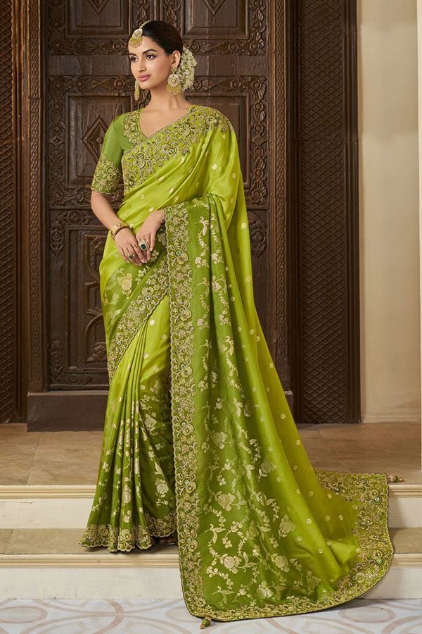 Picture of Heavenly Pure Viscose Tissue Jacquard Designer Saree for Wedding, Engagement, Mehendi, and Reception