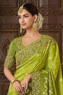 Picture of Heavenly Pure Viscose Tissue Jacquard Designer Saree for Wedding, Engagement, Mehendi, and Reception