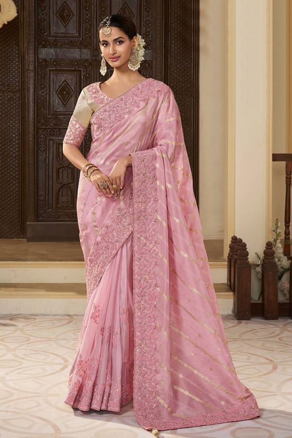 Picture of Magnificent Pure Viscose Tissue Jacquard and Viscose Tissue Designer Saree for Engagement and Reception