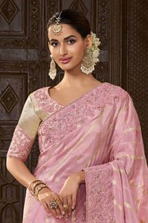 Picture of Magnificent Pure Viscose Tissue Jacquard and Viscose Tissue Designer Saree for Engagement and Reception