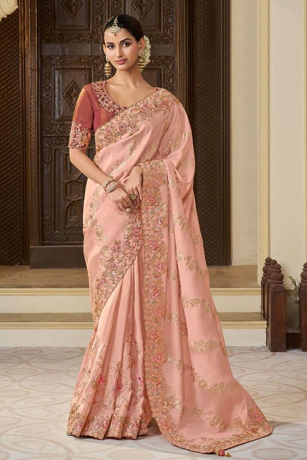 Picture of Glamorous Pure Viscose Tissue Jacquard and Viscose Tissue Designer Saree for Engagement and Reception