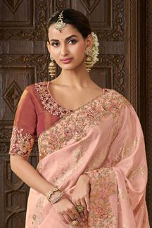 Picture of Glamorous Pure Viscose Tissue Jacquard and Viscose Tissue Designer Saree for Engagement and Reception