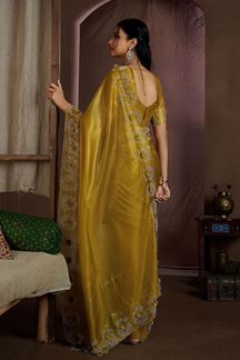 Picture of Creative Jute Coating Silk Designer Saree for Haldi, Party, and Festivals