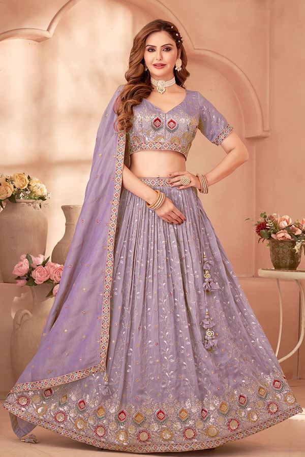 Picture of Exuberant Lilac Designer Wedding Lehenga Choli for Engagement and Reception