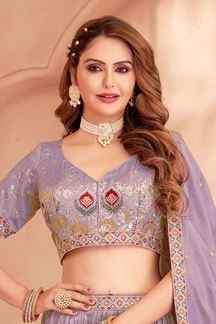 Picture of Exuberant Lilac Designer Wedding Lehenga Choli for Engagement and Reception