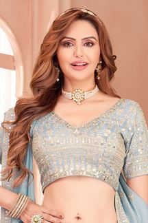 Picture of Flawless Sky Blue Designer Wedding Lehenga Choli for Engagement and Reception