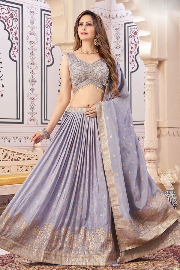 Picture of Heavenly Lavender Designer Indo-Western Lehenga Choli for Engagement and Reception